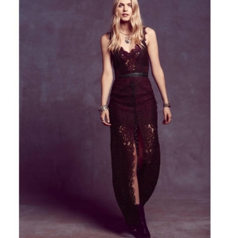 Free People Eyelash Lace Column Maxi Dress